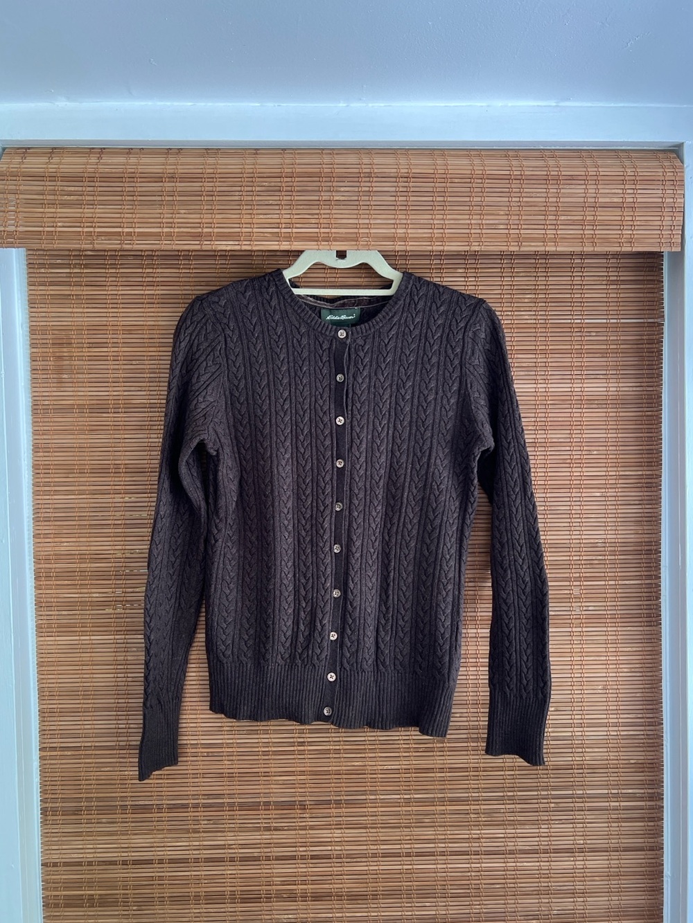 Eddie Bauer Cashmere Angora Cable Knit Button Cardigan Sweater S